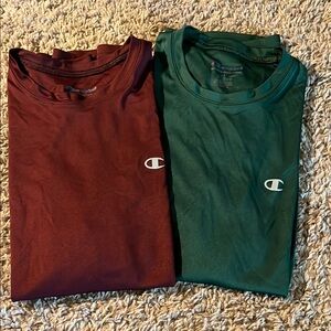 Champion Shirts Size Small Maroon and Forest Green Athletic Tees